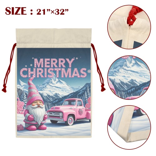 Gnome bag Santa Claus Drawstring Bag 21"x32" (Two Sides Printing)