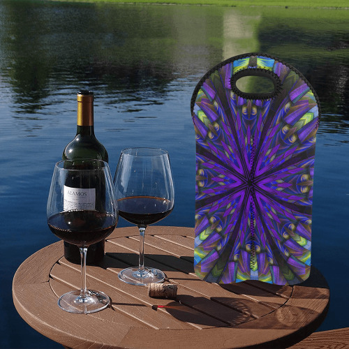 Purple and Green fractal pattern 2-Bottle Neoprene Wine Bag