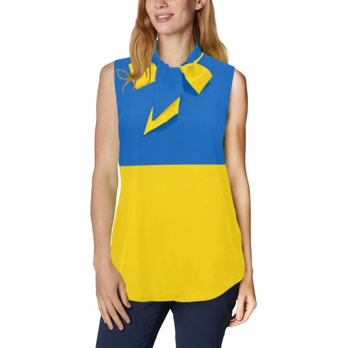 UKRAINE Women's Bow Tie V-Neck Sleeveless Shirt (Model T69)