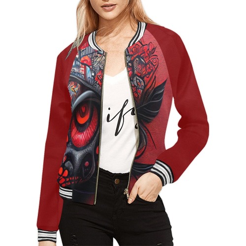 red eye All Over Print Bomber Jacket for Women (Model H21)