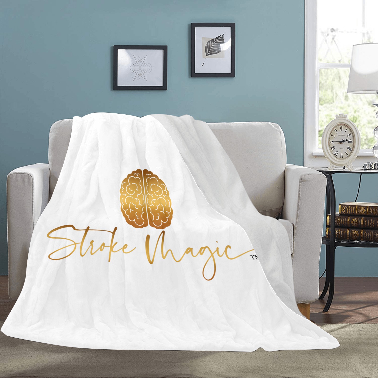 Stroke Magic Logo white fleece blanket Ultra-Soft Micro Fleece Blanket 70''x80''