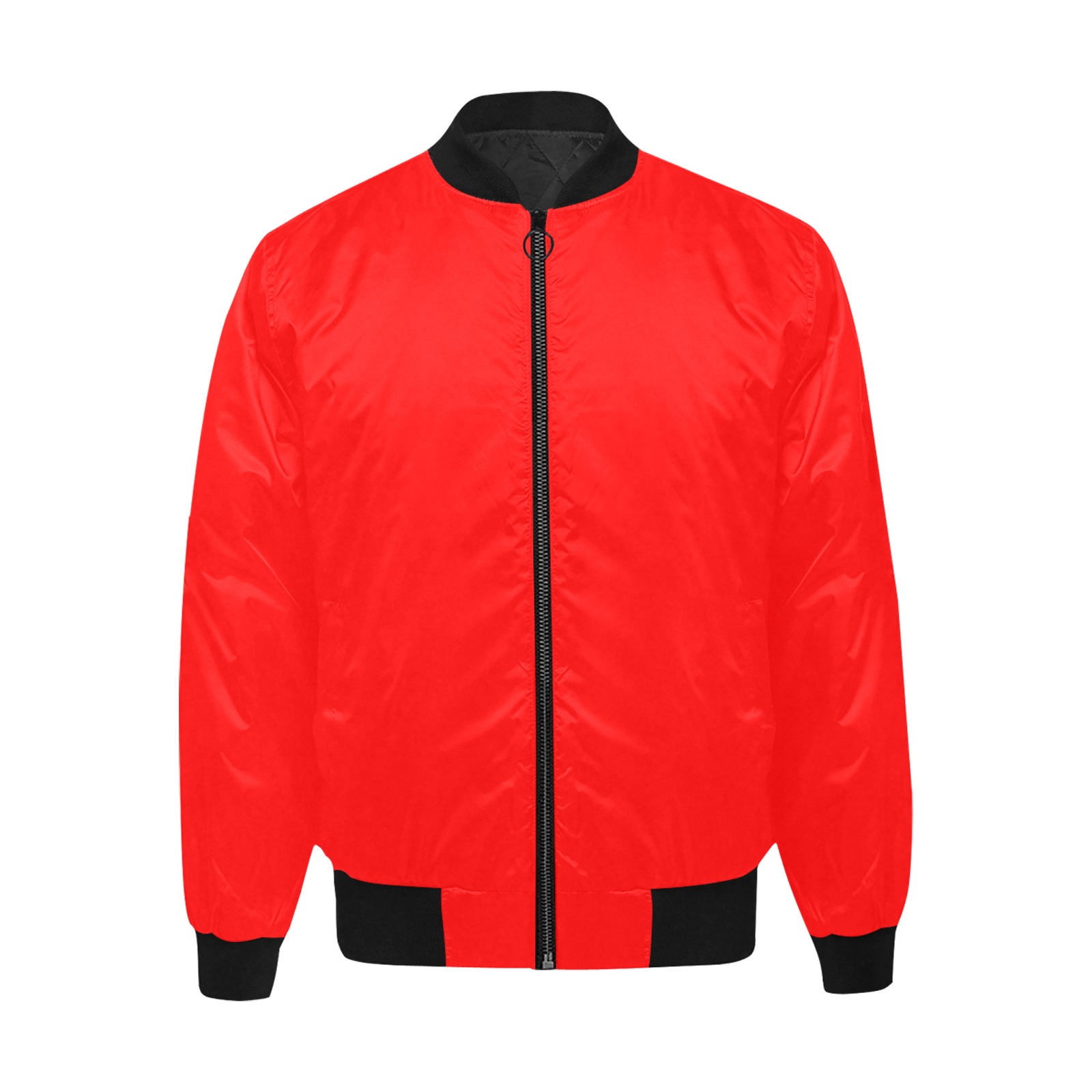 Merry Christmas Red Solid Color All Over Print Quilted Bomber Jacket for Men (Model H33)