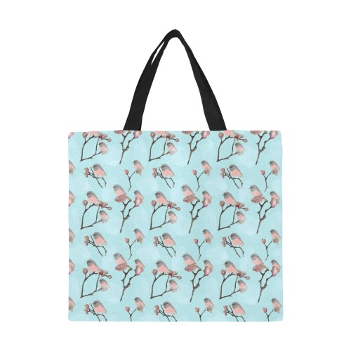 cherry blossom birds All Over Print Canvas Tote Bag/Large (Model 1699)