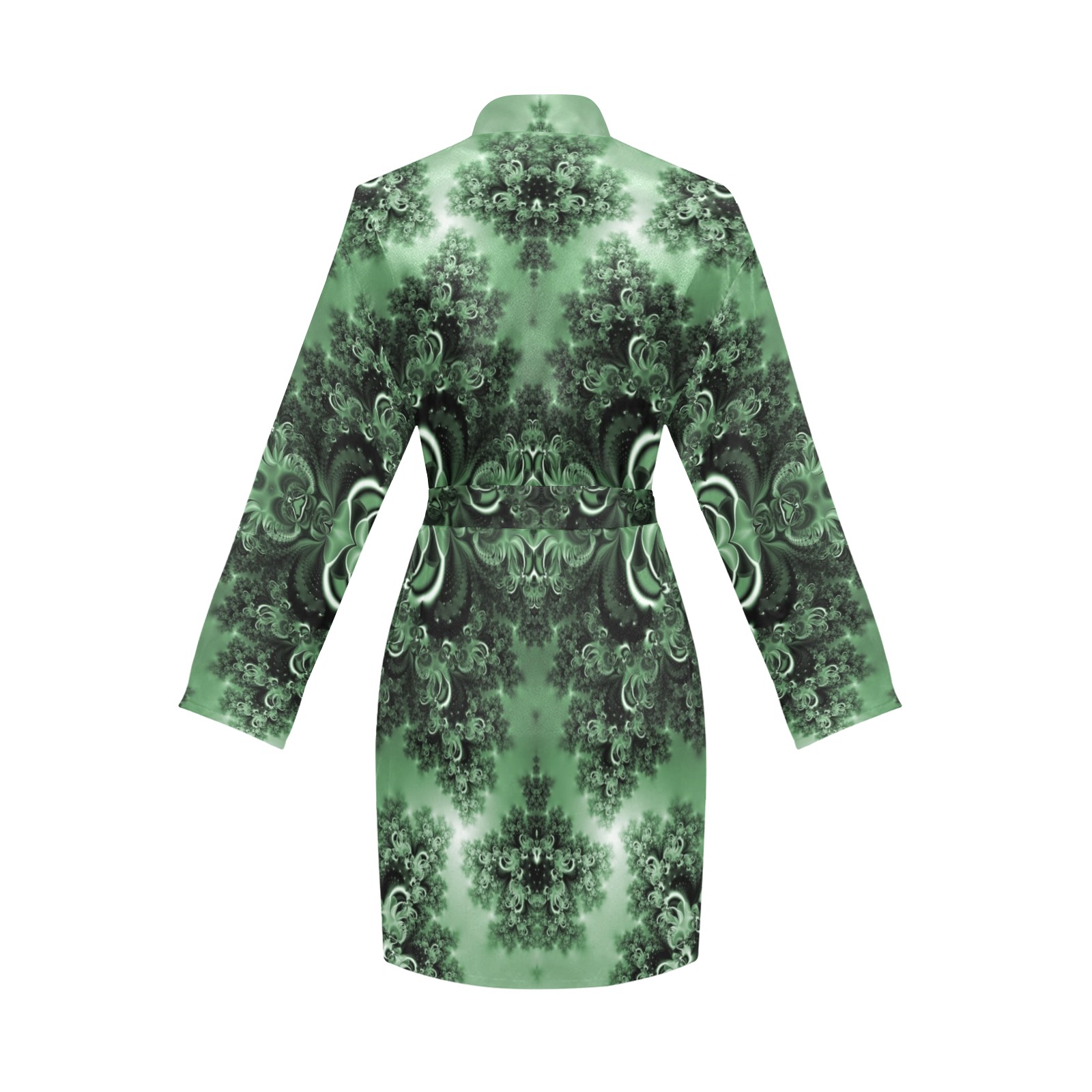 Deep in the Forest Frost Fractal Women's Long Sleeve Belted Night Robe