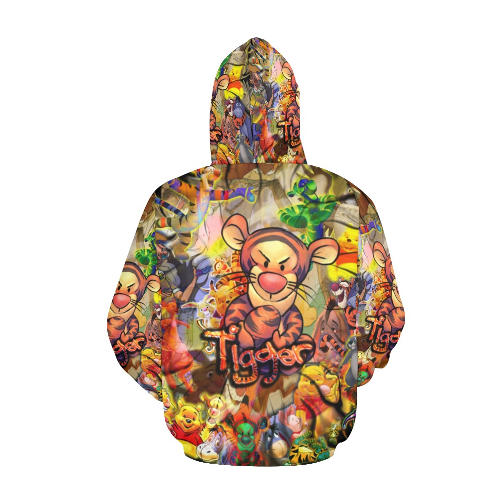 Tigger and Pooh All Over Print Hoodie for Women (USA Size) (Model H13)