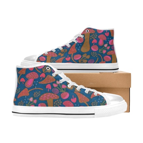 Unique Mushroom Pattern High Top Canvas Shoes for Kid (Model 017)