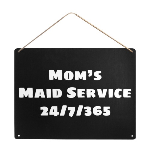 Mom's Maid's Service (White) Metal Tin Sign 16"x12"