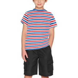Red, White, Blue Stripes Big Boys' All Over Print Crew Neck T-Shirt (Model T40-2)