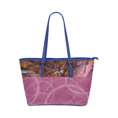 Pink Lady Blue Leather Tote Bag/Small (Model 1651)