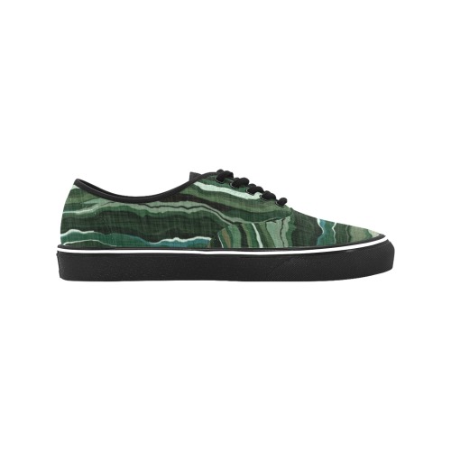 Camo brushstrokes green 3 Classic Women's Canvas Low Top Shoes (Model E001-4)