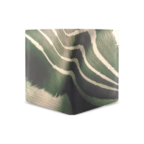 Green digital abstract shapes Men's Leather Wallet (Model 1612)