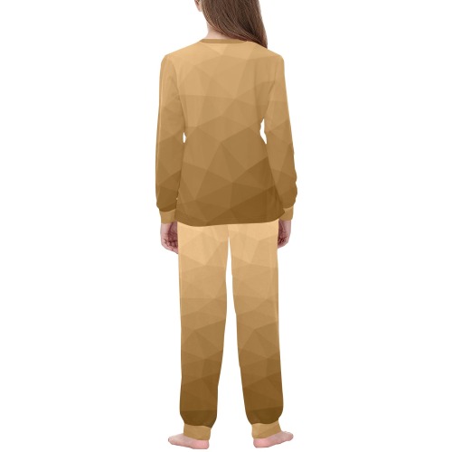 Brown gradient geometric mesh pattern Kids' All Over Print Pajama Set