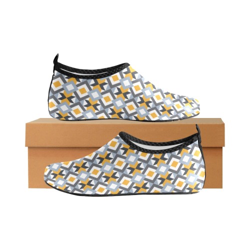 Retro Angles Abstract Geometric Pattern Men's Slip-On Water Shoes (Model 056)