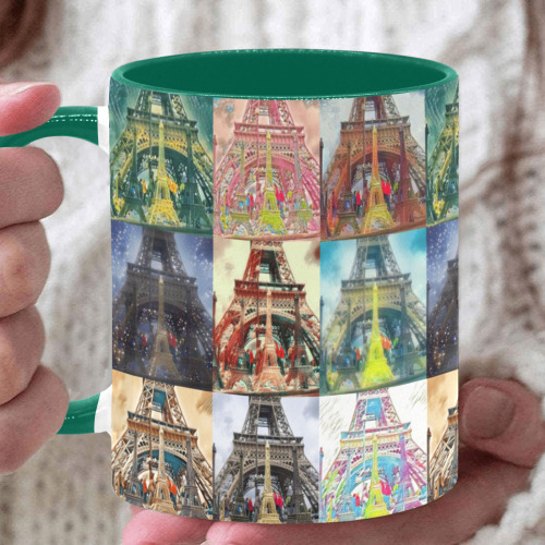 Eiffel Tower, Paris, France Collage Custom Inner Color Mug (11oz)