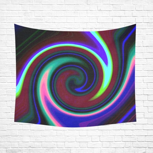 Swirl Retro Neon Cotton Linen Wall Tapestry 60"x 51"