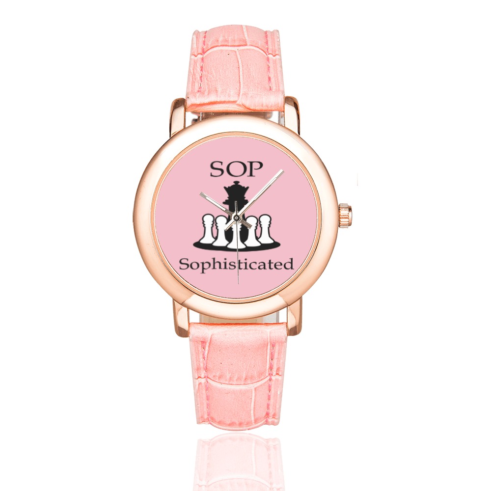 SOP/SOPHISTICATED PINK WATCH Women's Rose Gold Leather Strap Watch(Model 201)