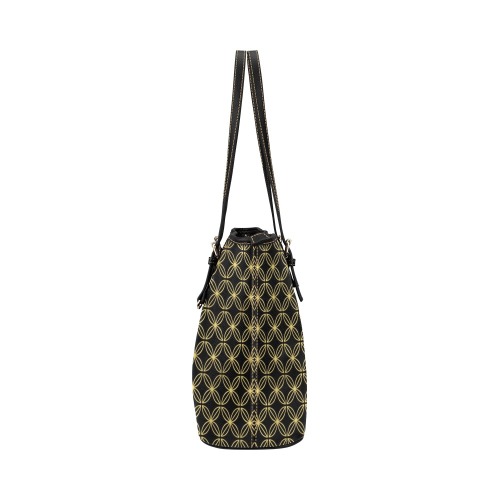 Black and Gold Leather Tote Bag/Large (Model 1651)