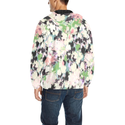 Paint abstract garden O All Over Print Quilted Windbreaker for Men (Model H35)