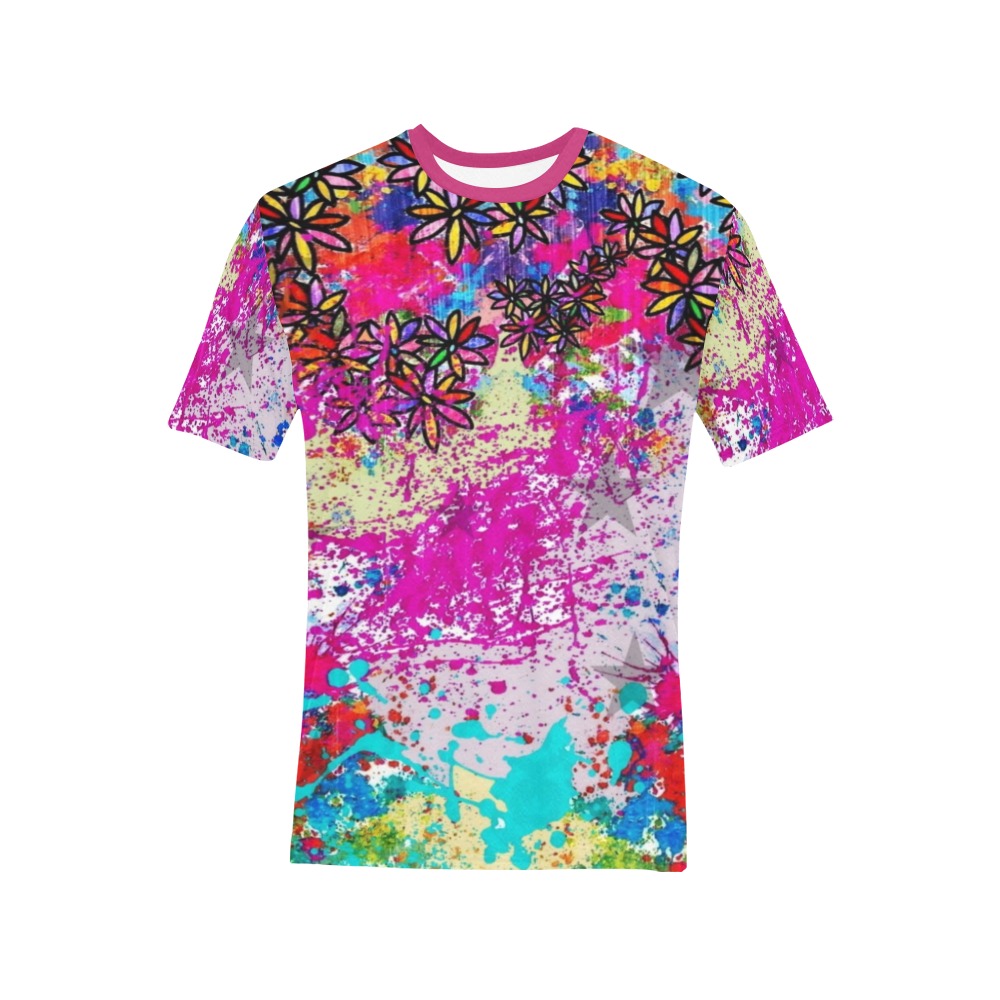 Flower Spring by Nico Bielow Men's All Over Print T-Shirt (Solid Color Neck) (Model T63)