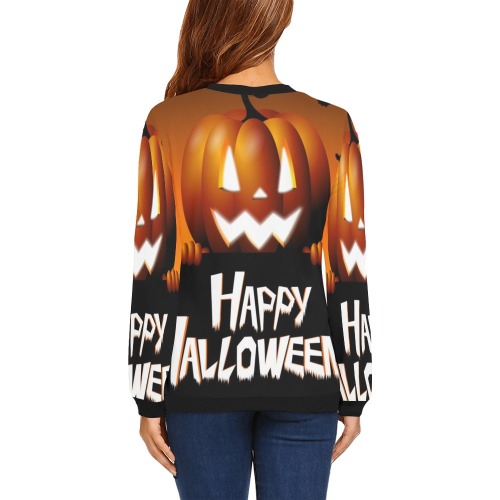 Halloween pumpkin sweater All Over Print Crewneck Sweatshirt for Women (Model H18)