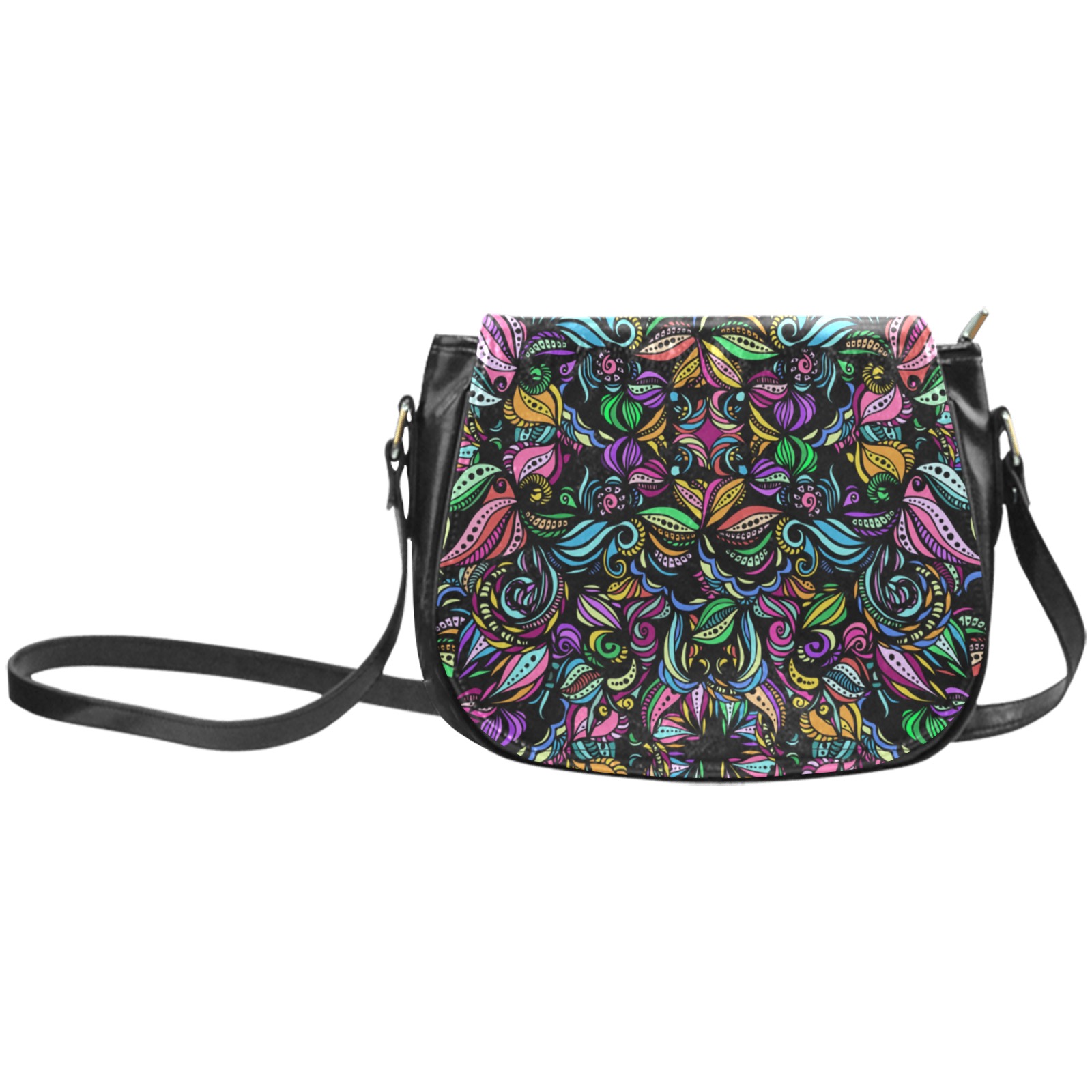 Whimsical Blooms Classic Saddle Bag/Small (Model 1648)