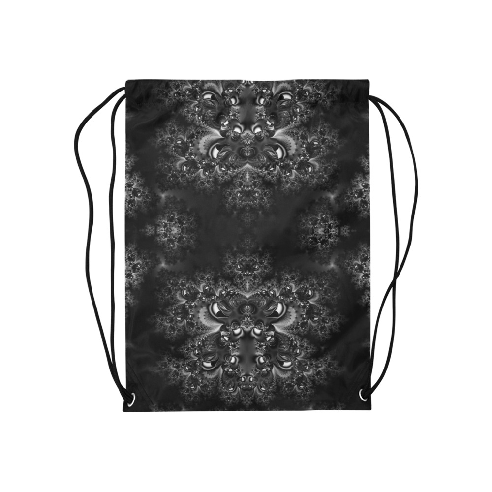 Frost at Midnight Fractal Medium Drawstring Bag Model 1604 (Twin Sides) 13.8"(W) * 18.1"(H)