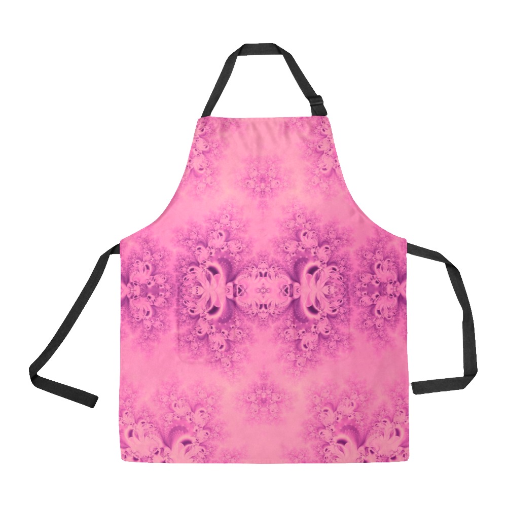 Pink Morning Frost Fractal All Over Print Apron
