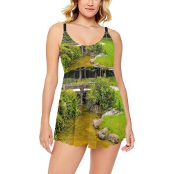 Japanese garden Chest Pleat Swim Dress (Model S31)