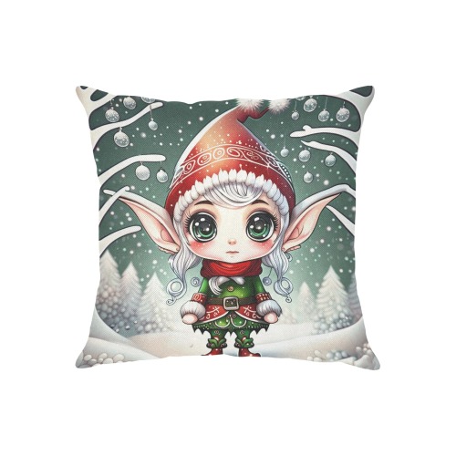 Christmas Elf Linen Zippered Pillowcase 18"x18"(Two Sides)