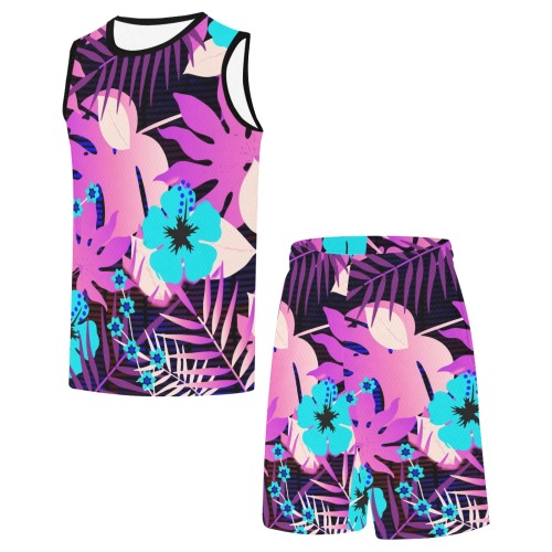 GROOVY FUNK THING FLORAL PURPLE Basketball Uniform with Pocket