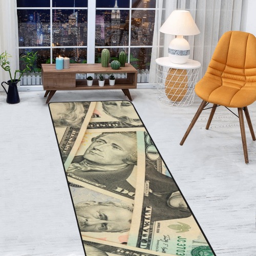 US PAPER CURRENCY Area Rug with Black Binding 9'6''x3'3''