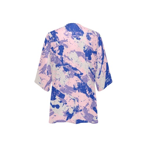 Modern pink camo 09B Women's Kimono Chiffon Cover Ups (Model H51)