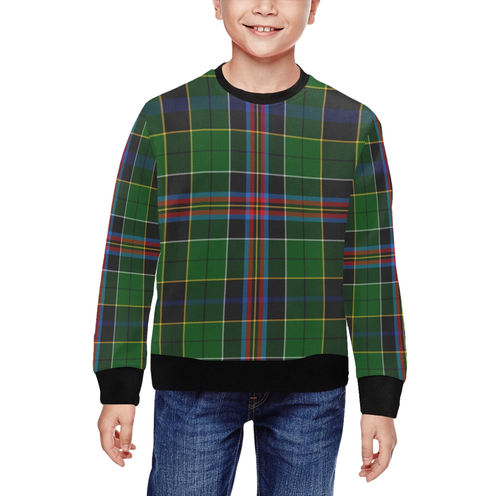Allison Modern Tartan All Over Print Crewneck Sweatshirt for Kids (Model H29)