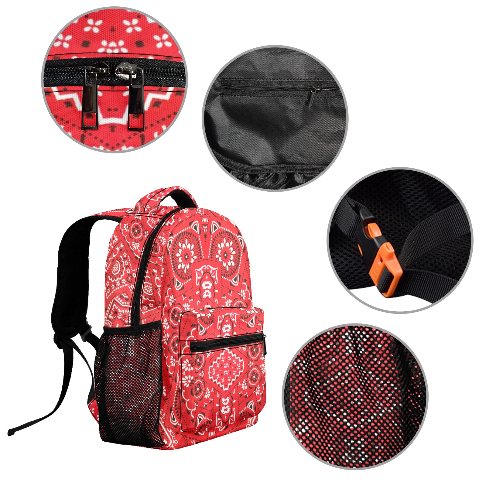 Bandana Squares Pattern 17-inch Casual Backpack