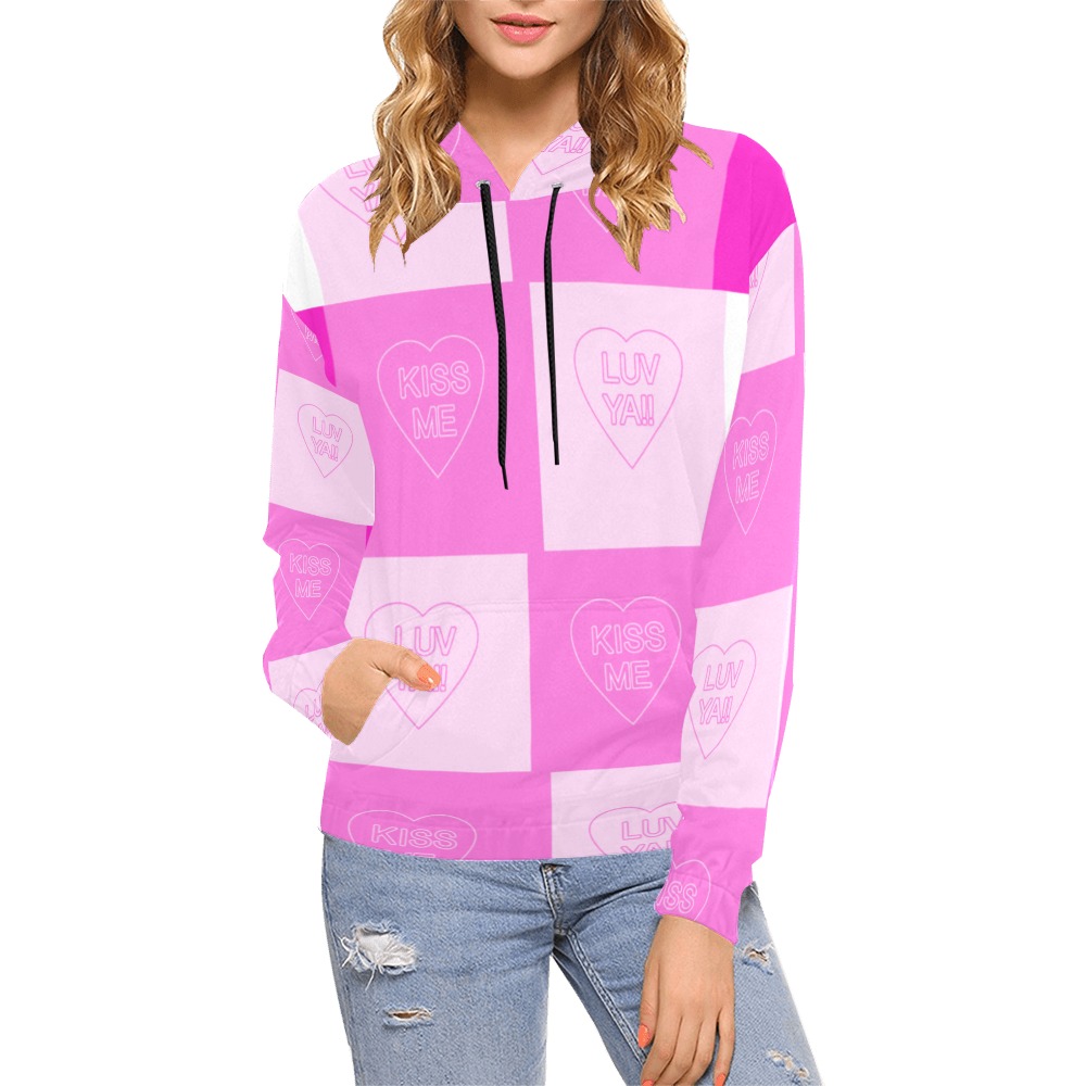 valentine's hearts All Over Print Hoodie for Women (USA Size) (Model H13)