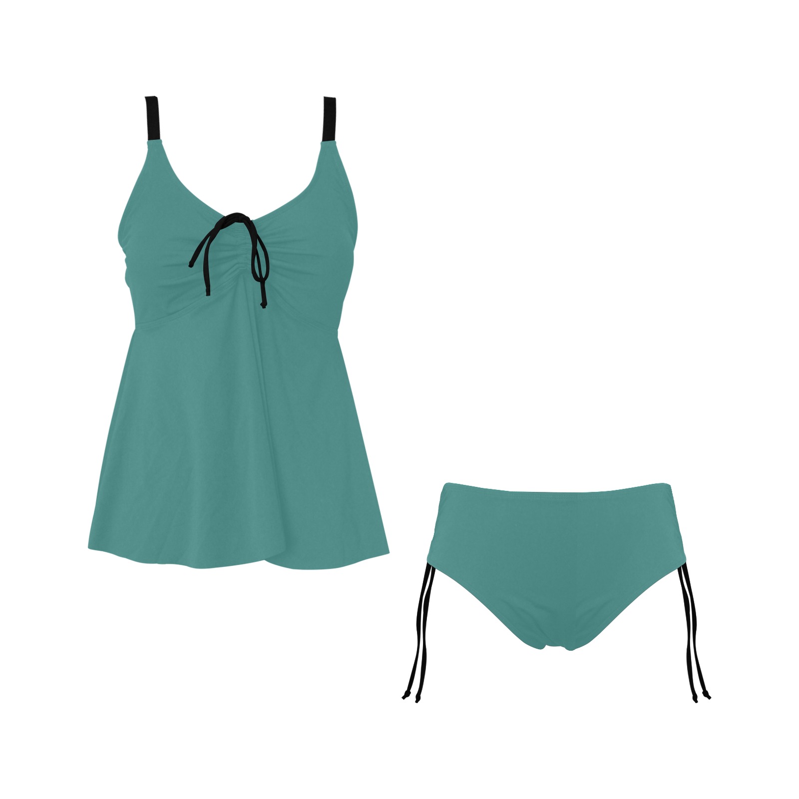 green ice Chest Drawstring Swim Dress (Model S30)