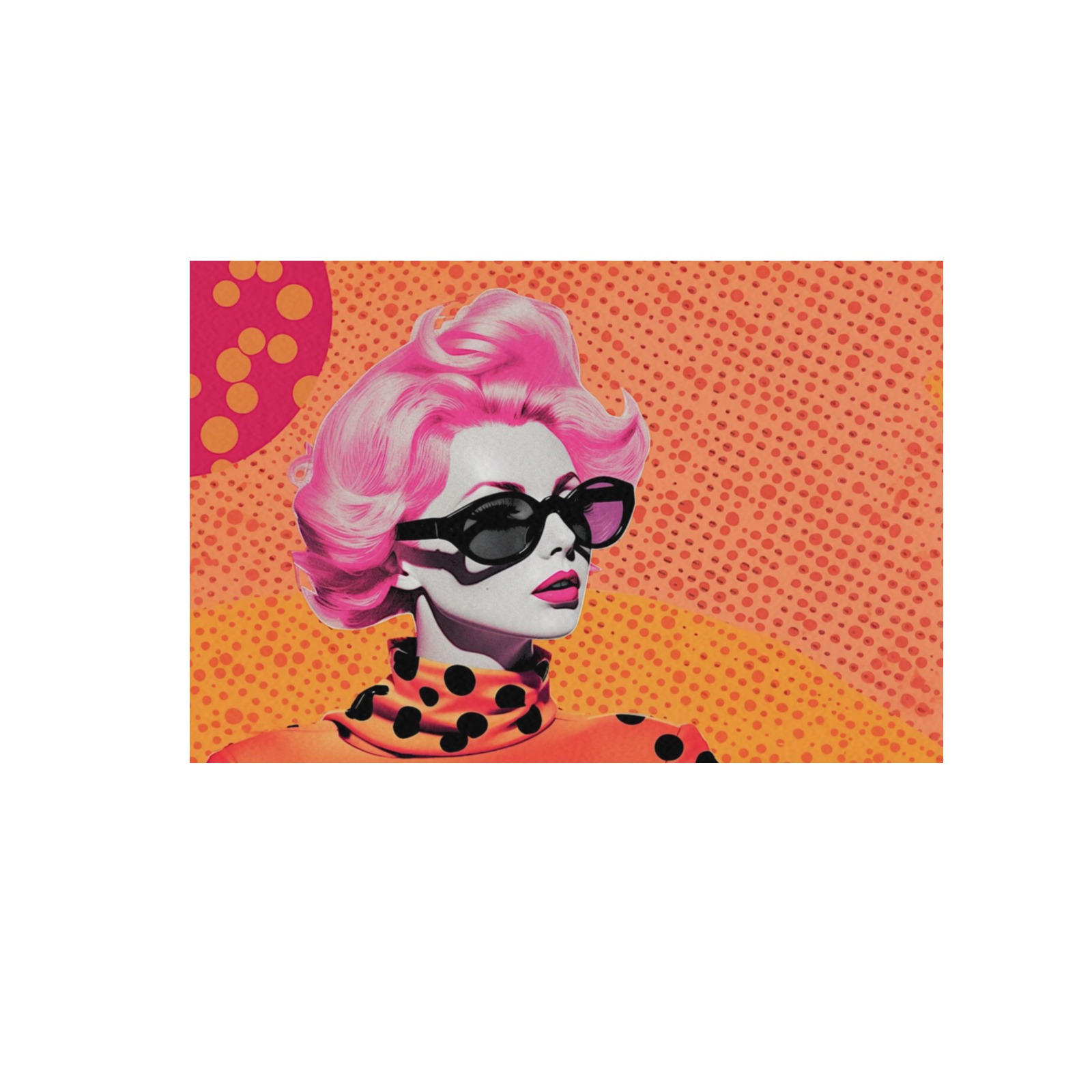 Bernice Retro Glam Lady Weird Wall Art Pop Art Frame Canvas Print 48"x32"