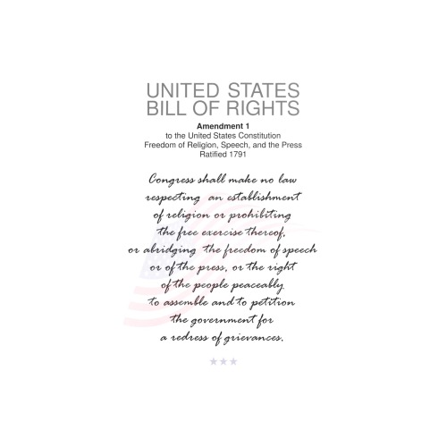 USA Bill Of Rights First Amendment Freedom Speech Art Print 19‘’x28‘’