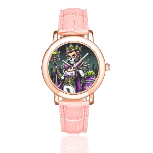 Toxic Lady_ Women's Rose Gold Leather Strap Watch(Model 201)