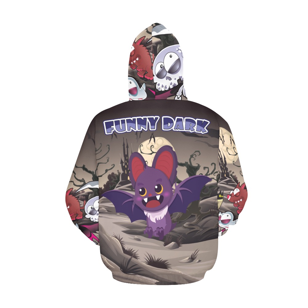 Funny Dark All Over Print Hoodie for Women (USA Size) (Model H13)