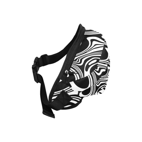 Black and White Marble Fanny Pack/Large (Model 1676)