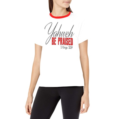 1 - Yahweh Be Praised White/Red collar T-Shirt Men Women's All Over Print Crew Neck T-Shirt (Model T40-2)