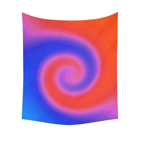 Swirl Red Blue Cotton Linen Wall Tapestry 60"x 51"