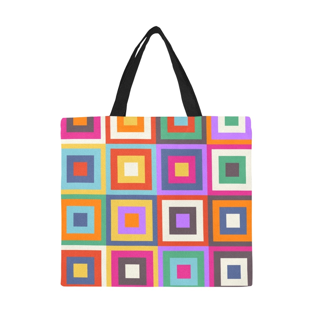 Geometric Colorful Squares All Over Print Canvas Tote Bag/Large (Model 1699)