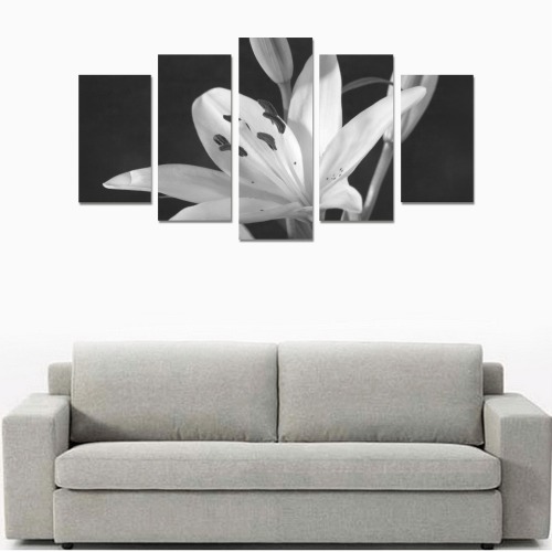 Black & White Single Lilly Photograph Canvas Print Sets A (No Frame)