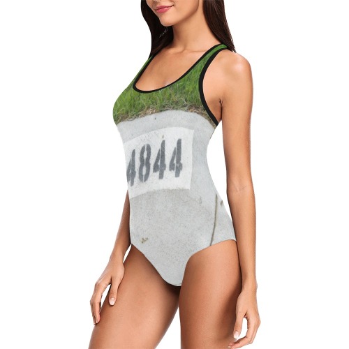 Street Number 4844 with black straps Vest One Piece Swimsuit (Model S04)