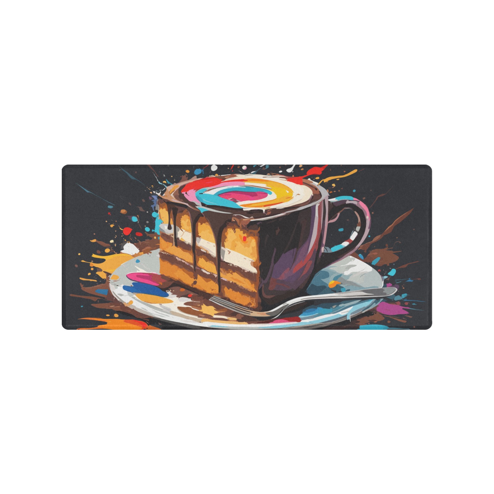 A cake and a coffee in one cup funny abstract art Gaming Mousepad (35"x16")