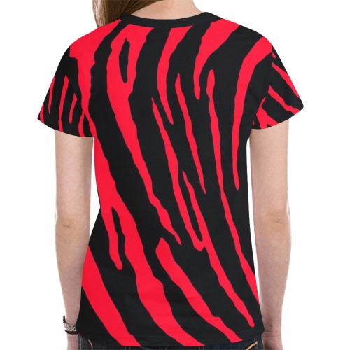 Tiger Stripes Red New All Over Print T-shirt for Women (Model T45)