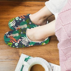 Modern elephants in the jungle 2 Women's Non-Slip Cotton Slippers (Model 0602)