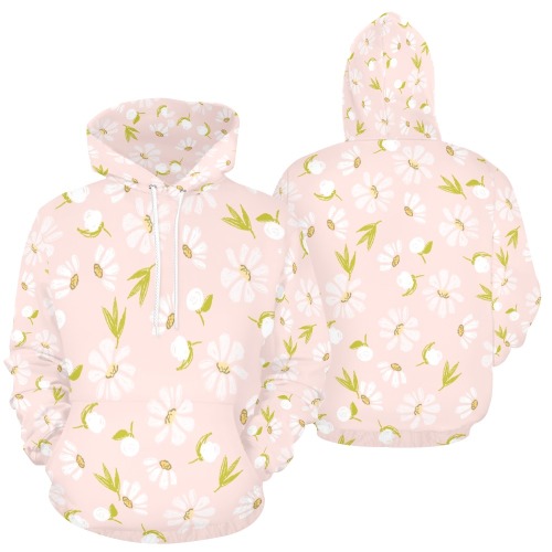 Lovely Daisies All Over Print Hoodie for Women (USA Size) (Model H13)